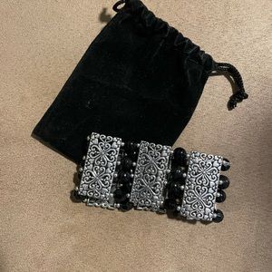 Silver and black bracelet